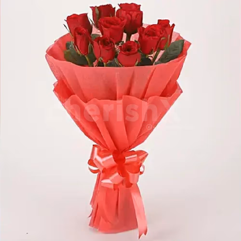 12 Red rose bouquet with 2 cake jars - red velvet and chocolate truffle flavors by cherishx