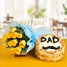 12 Yellow Roses & 'Dad' Butter scotch cake
