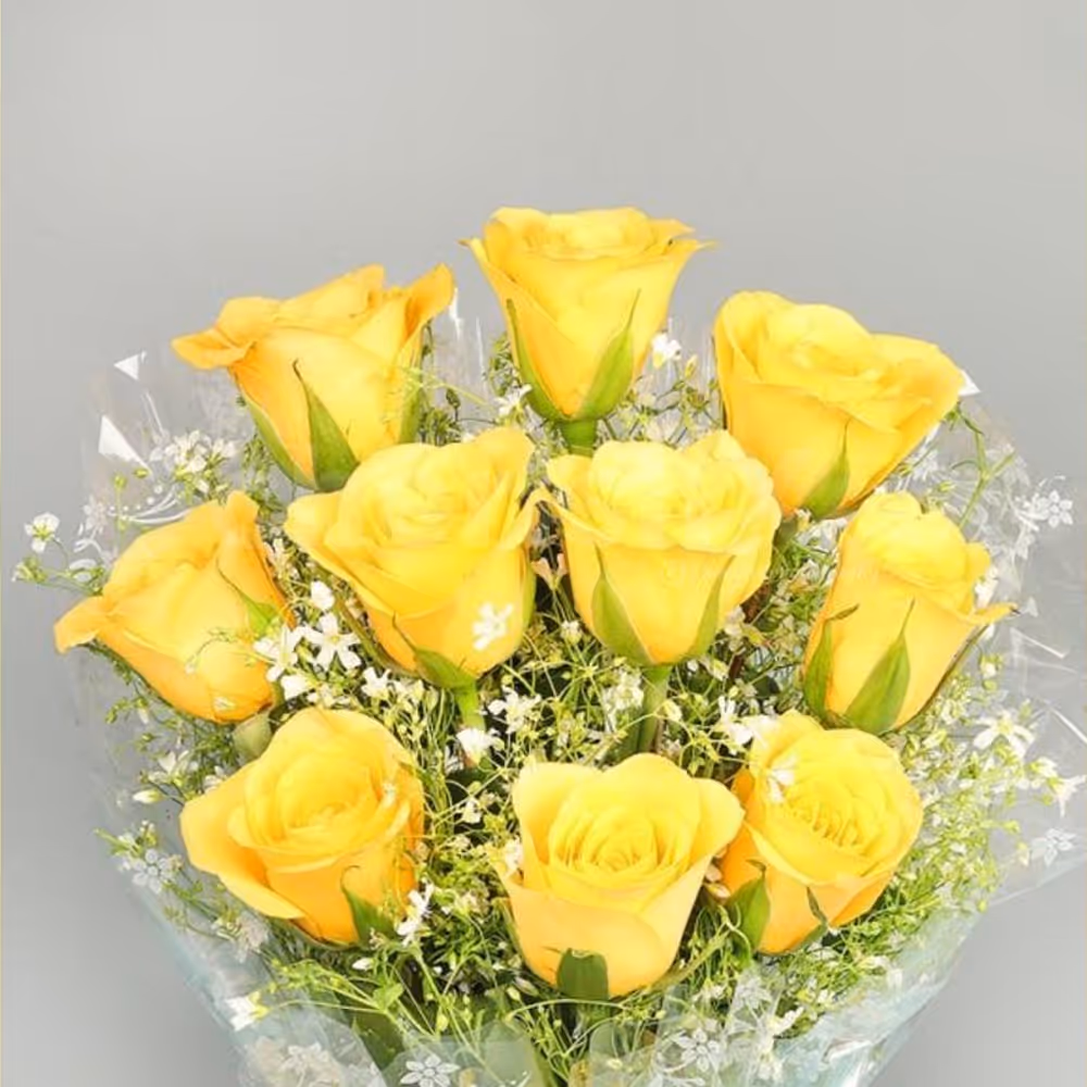 12 Yellow Roses & 'Dad' Butter scotch cake combo by cherishx