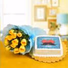 12 yellow roses and I Love You Dad Photo Cake