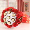 12 Red Roses with 16 ferrero rocher bouquet