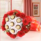 12 Red Roses with 16 ferrero rocher bouquet