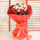 12 Red Roses with 16 ferrero rocher bouquet  home delivery