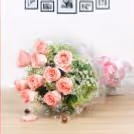 10 pink roses and chocolate truffle cake combo home delivery