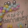 Birthday Balloon Decoration at Home with Pastel Color Balloons.