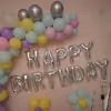 Birthday Balloon Decoration at Home with Pastel Color Balloons.