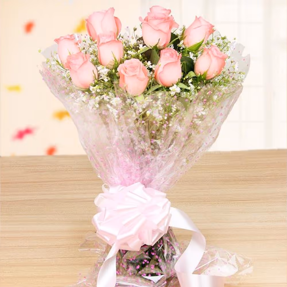 Vanilla cake with pink roses home delivery