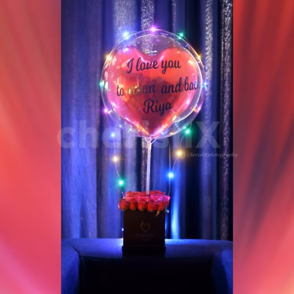 Rose bucket with a love bubble for your loved ones.