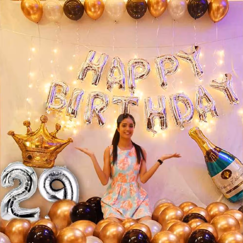 Book Golden Chrome Balloon Decoration and make them feel like a true king/queen.