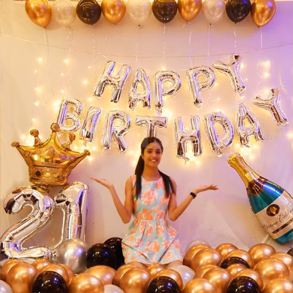 Book this Spectacular Golden Chrome Balloon Decoration only from cherishx