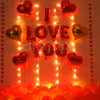 Romantic Balloon Decoration with I LOVE YOU foil balloons, heart shaped foil balloons and fairy lights