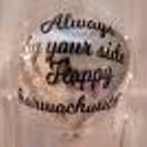 A Bubble Balloon with Silver foil balloon inside with vinyl printing.