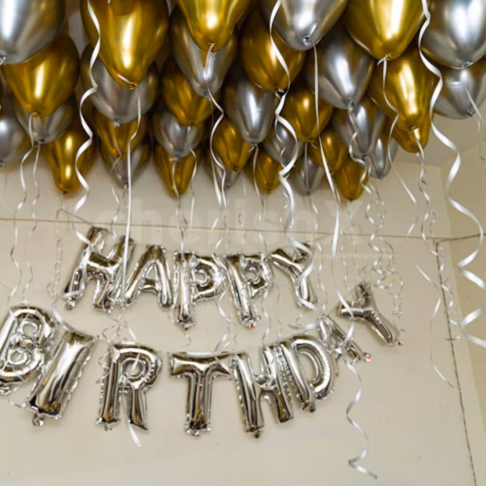 Classy Golden and silver chrome balloon decoration by Cherishx