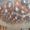 Rosegold and silver chrome balloon decoration by cherishx with Happy Birthday foil balloons