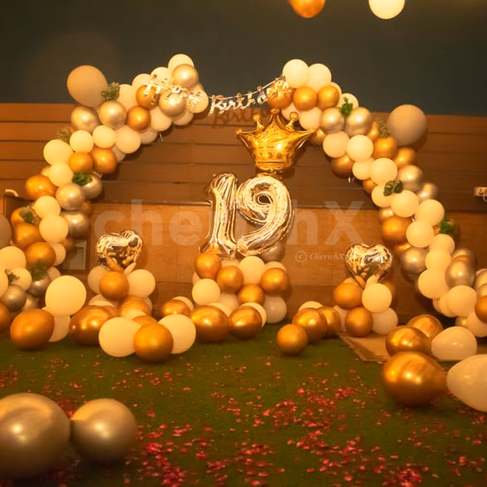 Silver, White and Golden Balloons Decoration