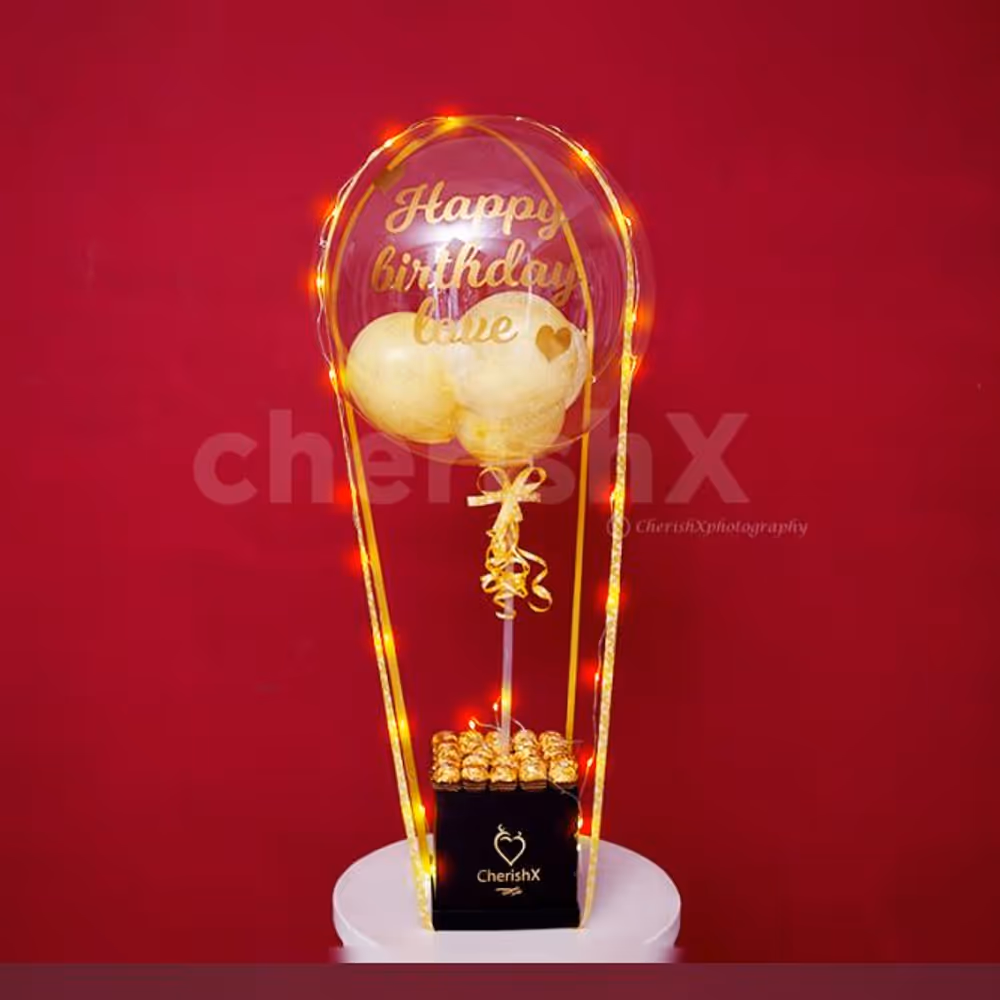 Wish your friends or family a Happy Birthday or Anniversary with this Golden Love Bubble Bucket.