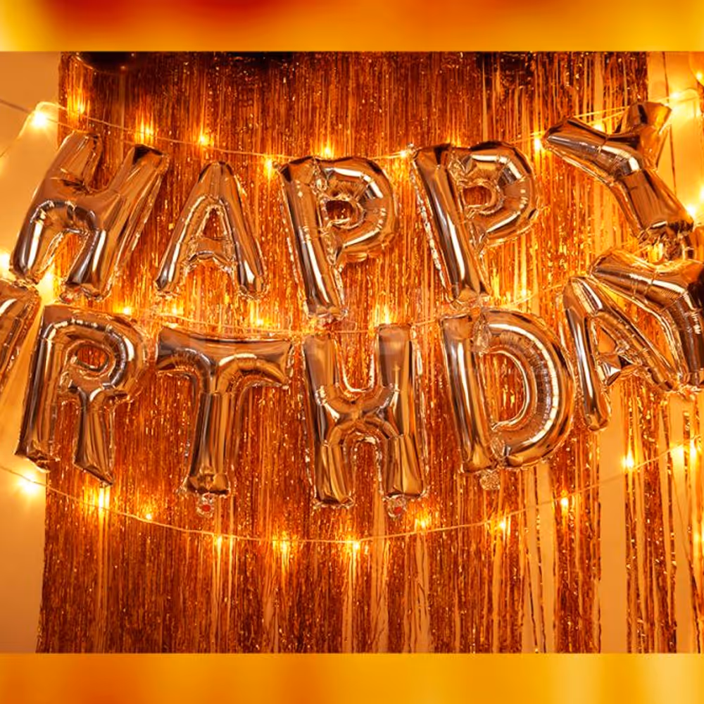 Silver Happy Birthday foil Balloon Decoration