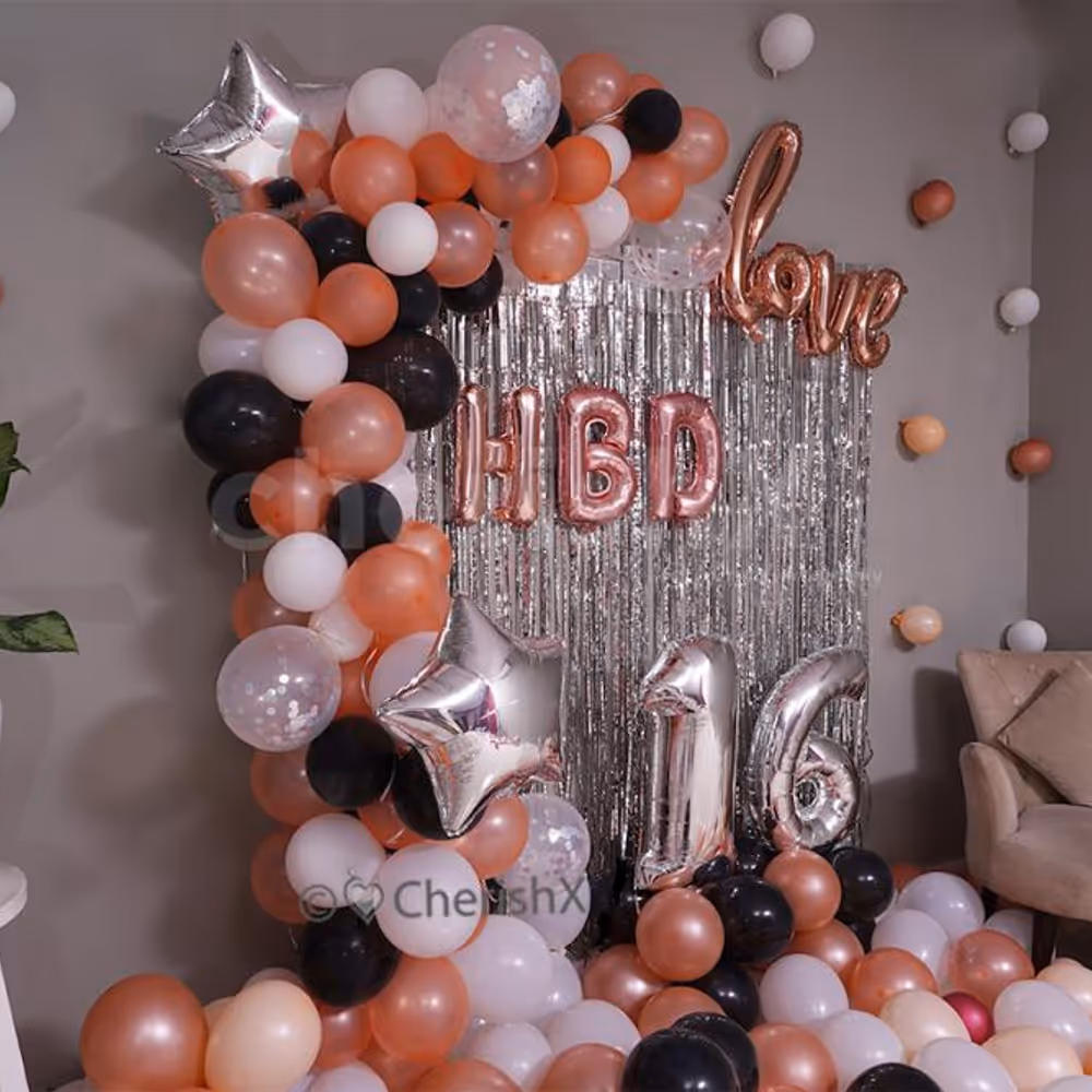 Star, Confetti and love cursive balloons for your balloon room decoration.