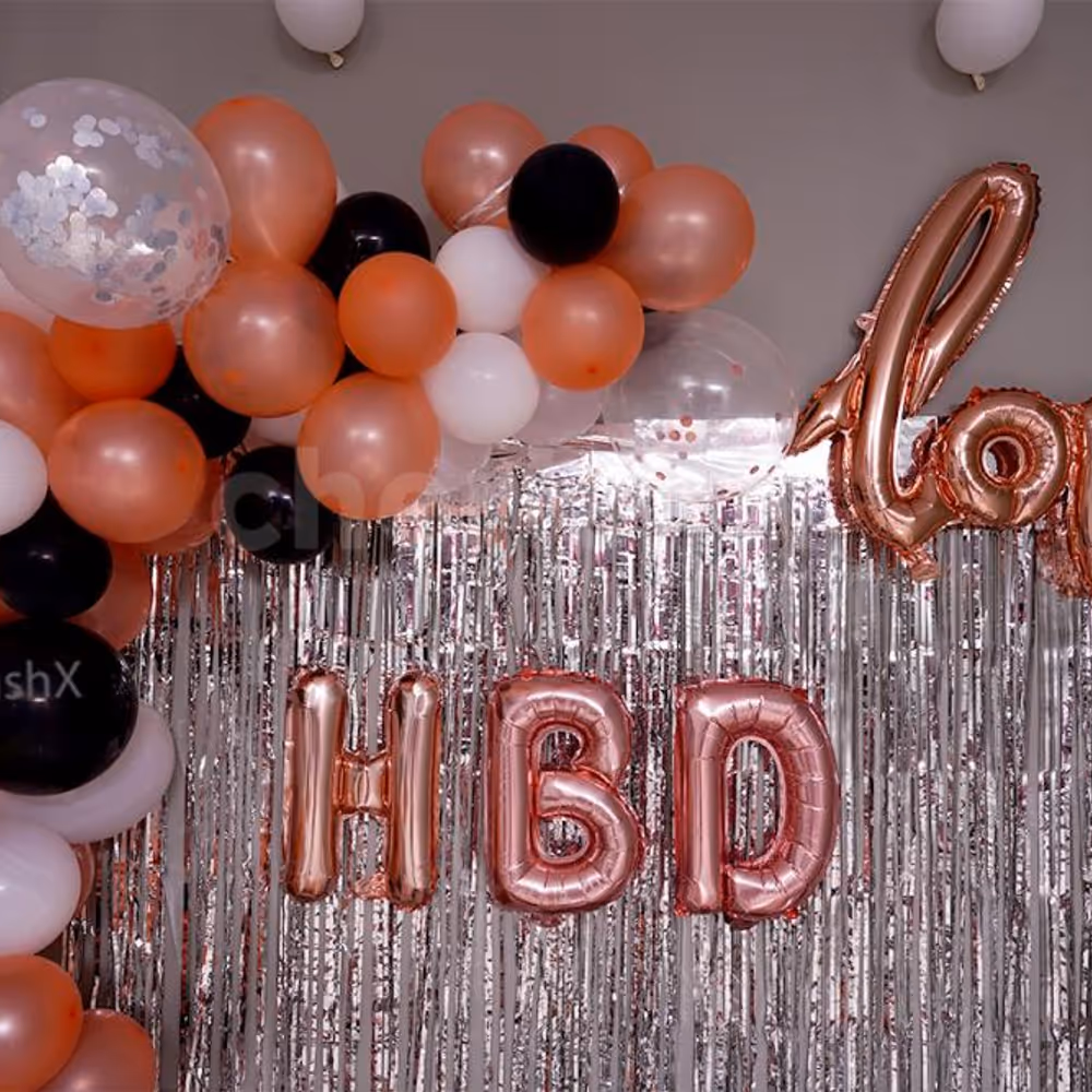 Silver Fringe Curtains for the Backdrop to make the room decoration more elegant.
