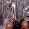 Silver Digit foil Balloons for the age in the Romantic Rosegold Birthday Theme decor.