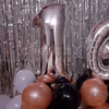Silver Digit foil Balloons for the age in the Romantic Rosegold Birthday Theme decor.