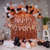 Balloon Decoration for Anniversary with Rosegold, Black and White Balloons