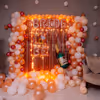 The Bachelorette Room Decoration includes 2 Arcs of Rosegold, White, Pastel Orange and Chrome Rosegold Balloons.