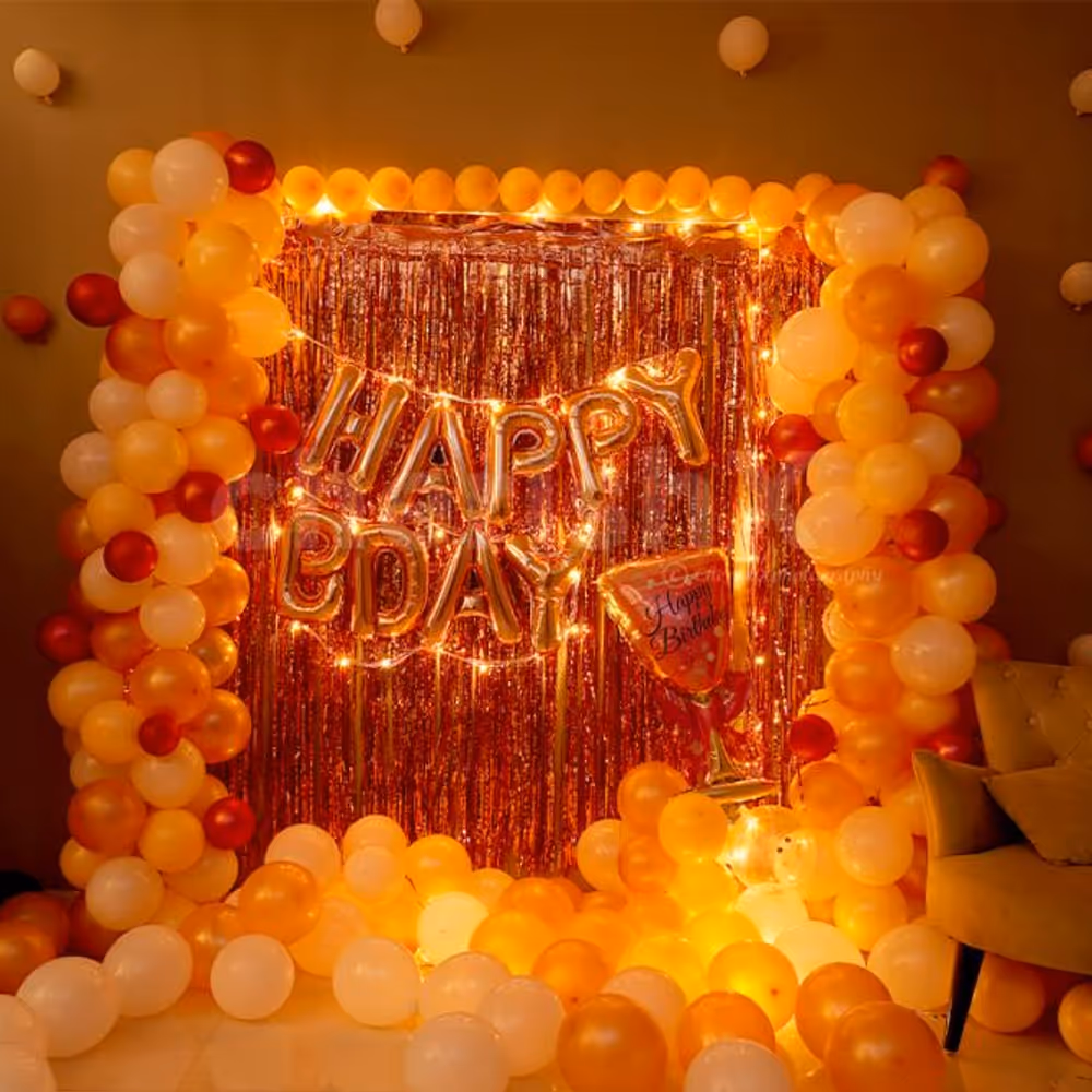 The bright and beautiful Rosegold Birthday decor is specially curated to enhance the outlook of the room at your party.