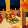 Dinner with decorations on the rooftop