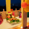 Dinner with decorations on the rooftop