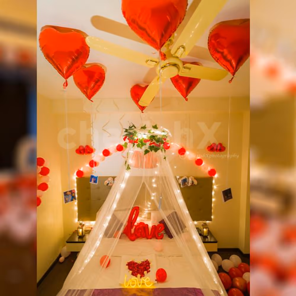 First Night Balloon Room Decoration with a Canopy