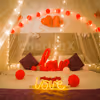 Spend your special moments with your special one under a beautiful First Night Red Balloon Canopy Decor Brought to you by CherishX!