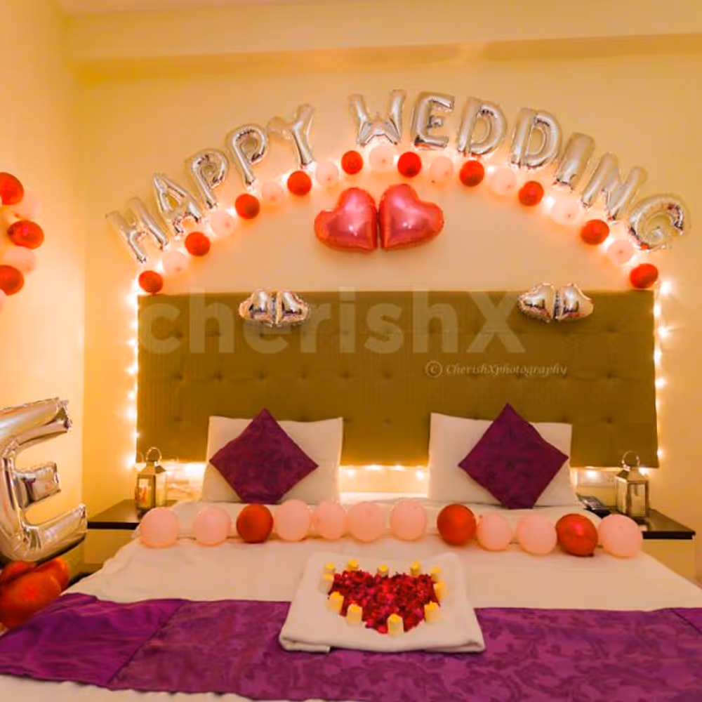 Celebrate your wedding with CherishX's Happy Wedding First Night Decor and have a memorable time!