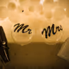 Mr and Mrs Foil Balloons and 2 bubble Balloons with Vinyl Print to enhance the whole outlook of the decor.