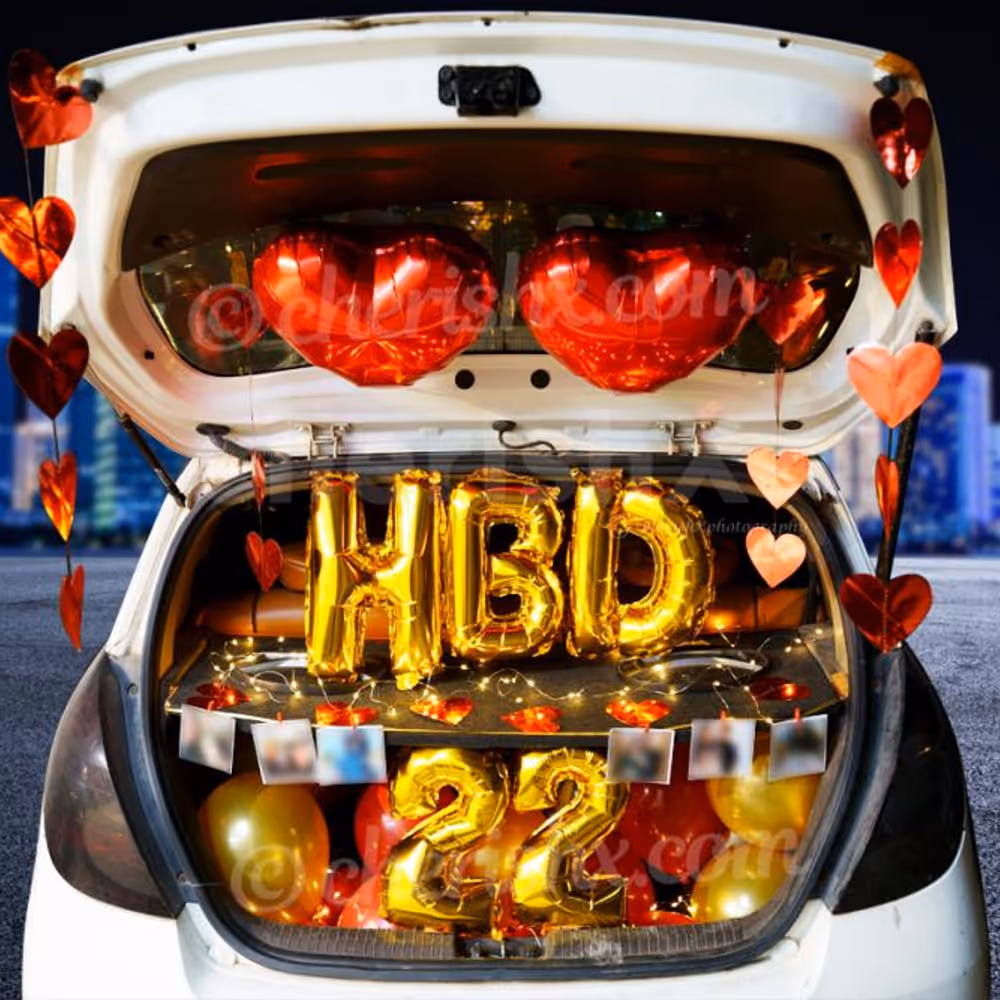 Get a beautiful Happy Birthday Car Boot Decor right at the back of your car with CherishX!