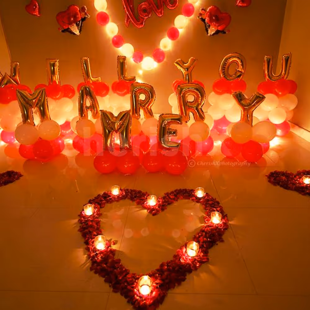 Propose your love on this Valentines By booking CherishX's Valentine's Day Proposal Decor!