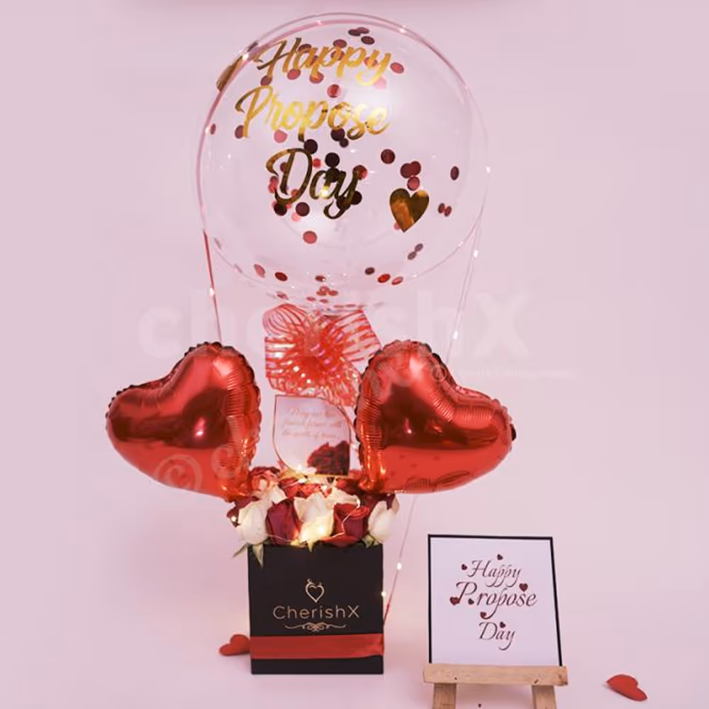 Confess your Love with delightful Bubble Balloon Propose Day Bucket!