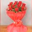 Beautiful 12 Red Roses in Red Color Paper Bouquet to brighten your loved one's day.