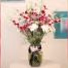 6 Purple Orchids and 10 White Carnations in a glass vase Bouquet — photo 2