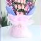 6 Purple Orchids and 10 Pink Roses in a Paper Bouquet — photo 2