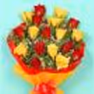 18 red & yellow roses in Red and Yellow Color Paper Bouquet — photo 2