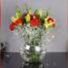 4 Yellow Lilies & 10 red carnations in Round fish bowl — photo 1