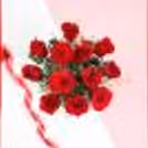 12 red roses in glass vase — photo 4