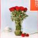 30 Red Roses in Glass Vase Bouquet — photo 1