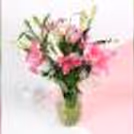 6 Pink and White Lilies in Glass Vase Bouquet — photo 3
