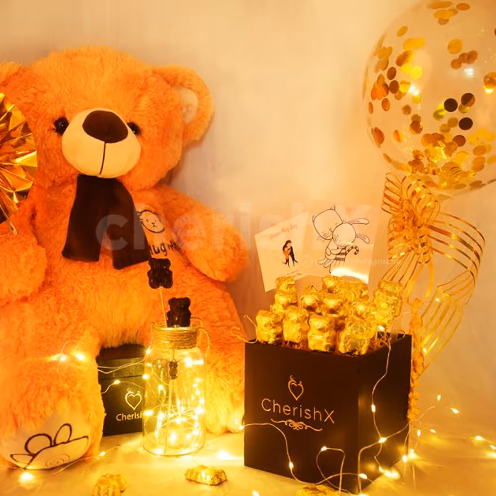 Shower your love this Teddy Day by gifting CherishX's Teddy With Balloon Bucket !!
