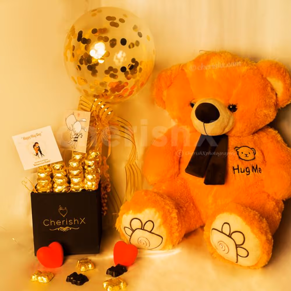 Make your Valentine's Week beautiful by boking a Teddy With Balloon Bucket with CherishX!