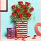 Red Rose Flower Box with Chocolates beautifully packed to make your loved one smile.