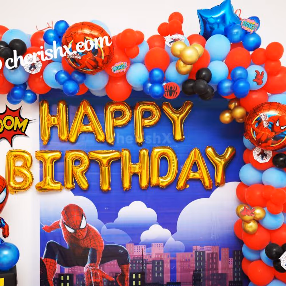 Let your child feel the comic in the real world by booking CherishX's Spider-Man Birthday Theme Decor!