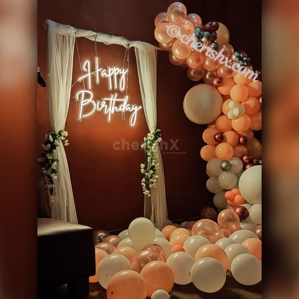 Go for something different this time with an elegant happy birthday neon light decor!